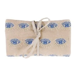 SEMA DESIGN Pochette Bijoux Voyage Visionnary Creme Oeil Indigo 20x24cm Velours Coton