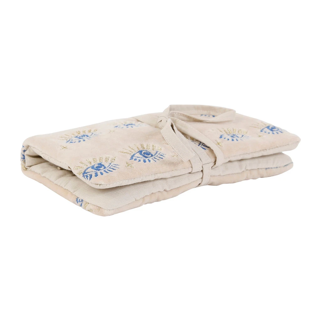 SEMA DESIGN Pochette Bijoux Voyage Visionnary Creme Oeil Indigo 20x24cm Velours Coton 5 SEMA DESIGN Pochette Bijoux Voyage Visionnary Creme Oeil Indigo 20x24cm Velours Coton – Image 3