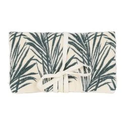 SEMA DESIGN Pochette Bijoux Voyage Tropic'art Creme Touche Emeraude 20x24cm En Velours Coton