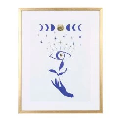 SEMA DESIGN Cadre Deco Encadré Oeil Visionn Bleu Et Doré 42x52cm