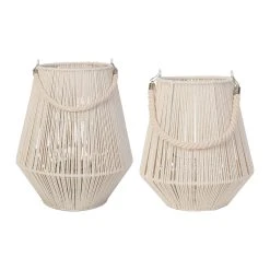 SEMA DESIGN Lanterne X2 Corde Creme Nature D30xh37 Et D17.5xh20cm
