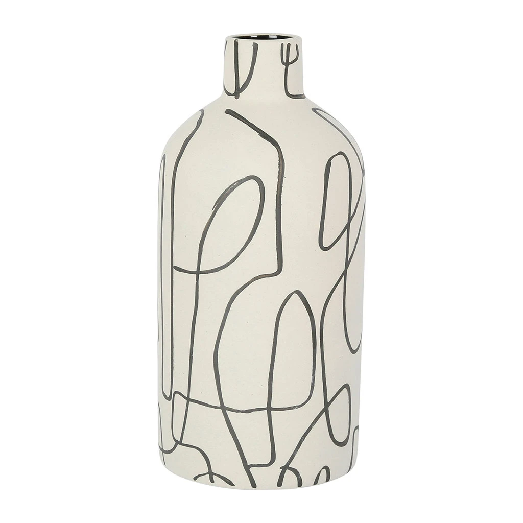 SEMA DESIGN Vase Ligne Blanc Casse D12xh25cm Gres 3 SEMA DESIGN Vase Ligne Blanc Casse D12xh25cm Gres