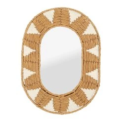 SEMA DESIGN Miroir Ovale En Corde Et Coton Naturel Et Blanc 31x42cm - Terre Brulée