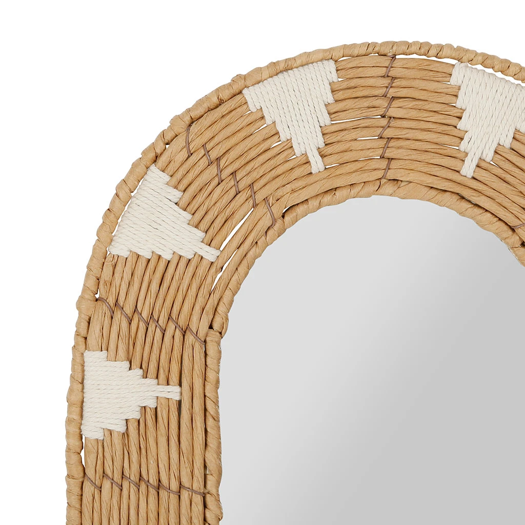SEMA DESIGN Miroir Ovale En Corde Et Coton Naturel Et Blanc 31x42cm - Terre Brulée 4 SEMA DESIGN Miroir Ovale En Corde Et Coton Naturel Et Blanc 31x42cm - Terre Brulée – Image 2