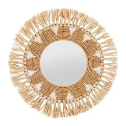 SEMA DESIGN Miroir Rond Naturel Et Blanc En Raphia D42cm - Terre Brulée