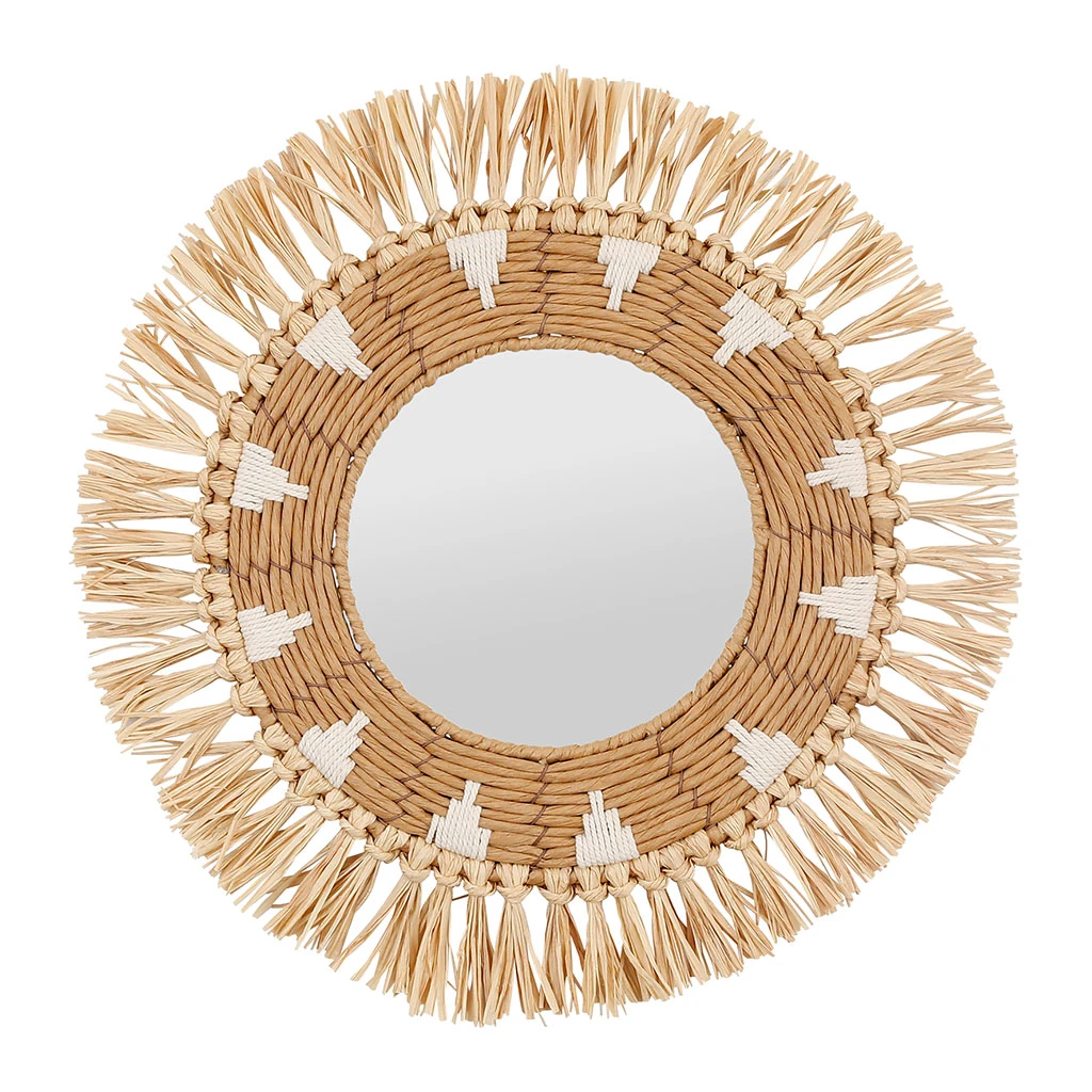 SEMA DESIGN Miroir Rond Naturel Et Blanc En Raphia D42cm - Terre Brulée 3 SEMA DESIGN Miroir Rond Naturel Et Blanc En Raphia D42cm - Terre Brulée