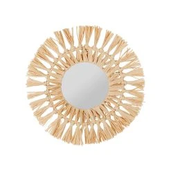 SEMA DESIGN Miroir Rond En Raphia Naturel D30cm