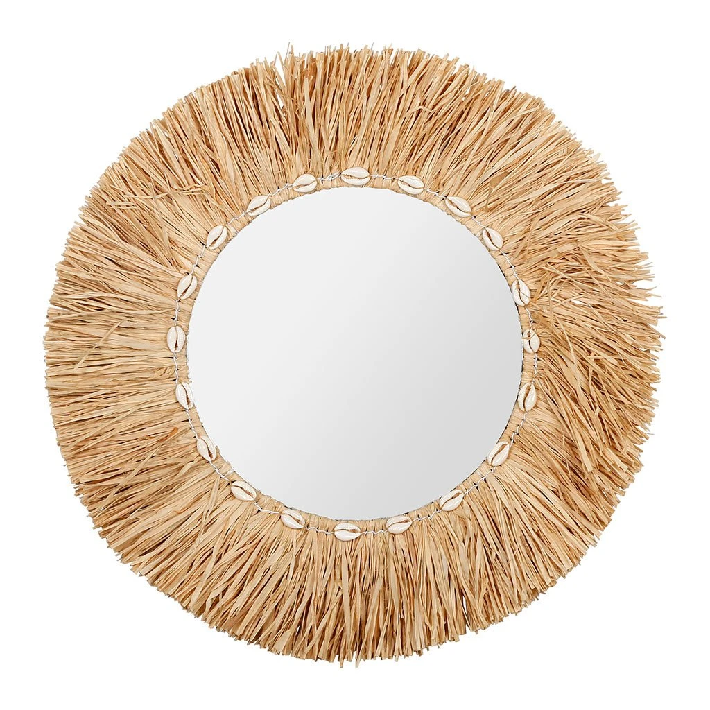 SEMA DESIGN Miroir Rond En Raphia Naturel D52cm - Cauri 3 SEMA DESIGN Miroir Rond En Raphia Naturel D52cm - Cauri