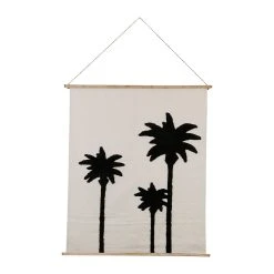 SEMA DESIGN Toile Tuftée Palmea Ecru Et Noir 100x120