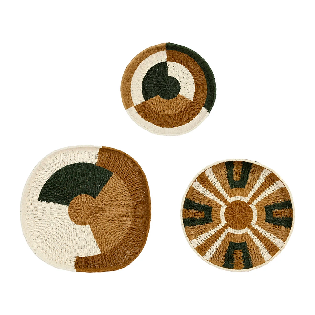 SEMA DESIGN Deco Murale Ronde Panier X3 Brun, écru Et Vert En Corde - Terre Brulee 3 SEMA DESIGN Deco Murale Ronde Panier X3 Brun, écru Et Vert En Corde - Terre Brulee