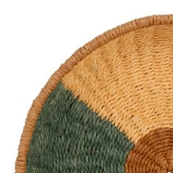 SEMA DESIGN Deco Murale Ronde Panier X3 Vert, Brun Et Corail En Corde - Sweet Leaves -Kaemingk Magasin 77033 DET03 WEB