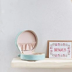 SEMA DESIGN Boite Bijoux Ronde Tropic'art Vert D'eau Velours -Kaemingk Magasin 7e676 amb fetedesmeres 10835 hd