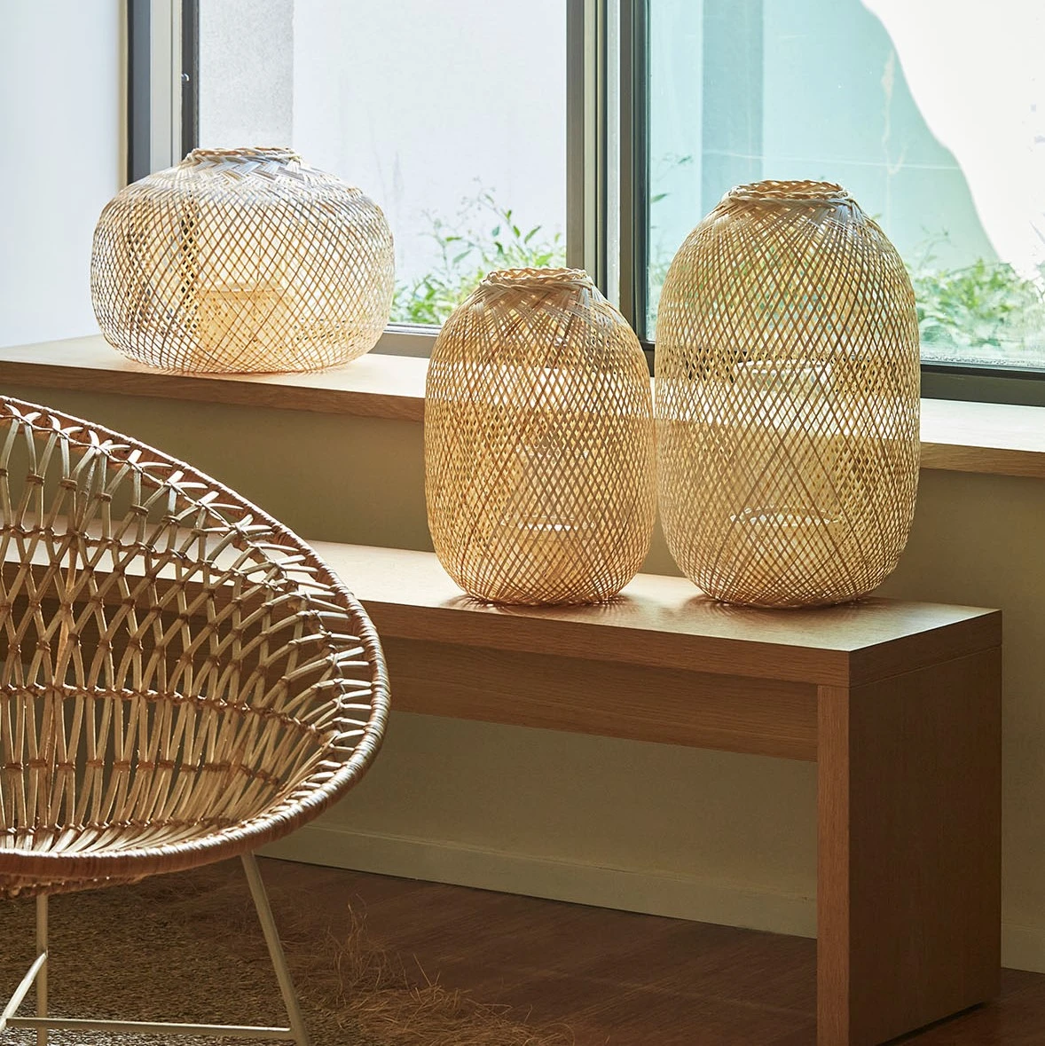 Côté Table Photophore Aritz Naturel Et Blanc D30xh50cm En Bambou 6 Côté Table Photophore Aritz Naturel Et Blanc D30xh50cm En Bambou – Image 4