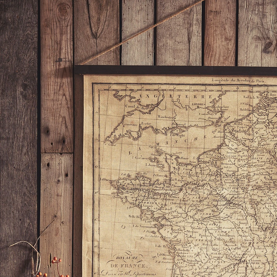Comptoir De Famille Toile "carte Royaume De Fr Beige 98x96cm 4 Comptoir De Famille Toile "carte Royaume De Fr Beige 98x96cm – Image 2