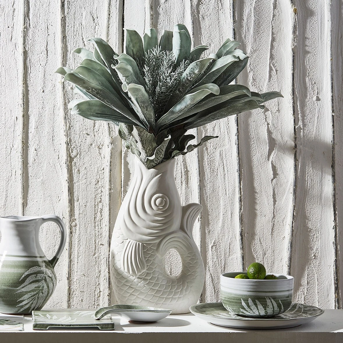 Côté Table Vase Poisson Mer Blanc 24x16.5xh39.5cm Gres 7 Côté Table Vase Poisson Mer Blanc 24x16.5xh39.5cm Gres – Image 5