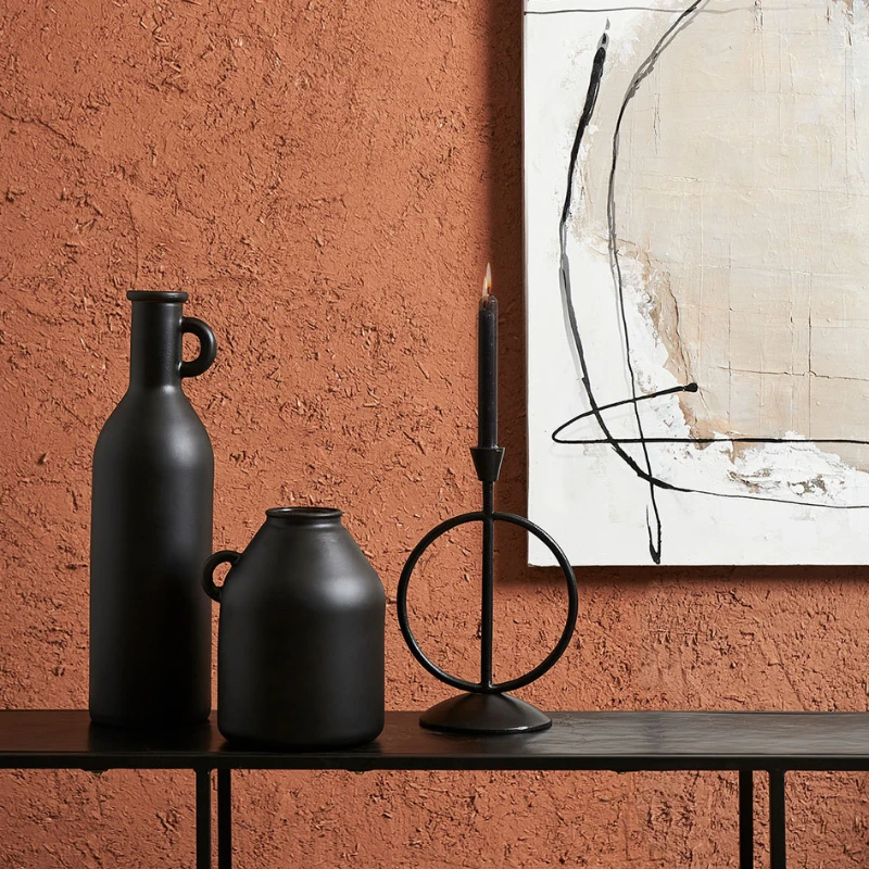 Côté Table Vase Bouteille Noir Mat En Verre Recyclé H26cm - Linol 6 Côté Table Vase Bouteille Noir Mat En Verre Recyclé H26cm - Linol – Image 4